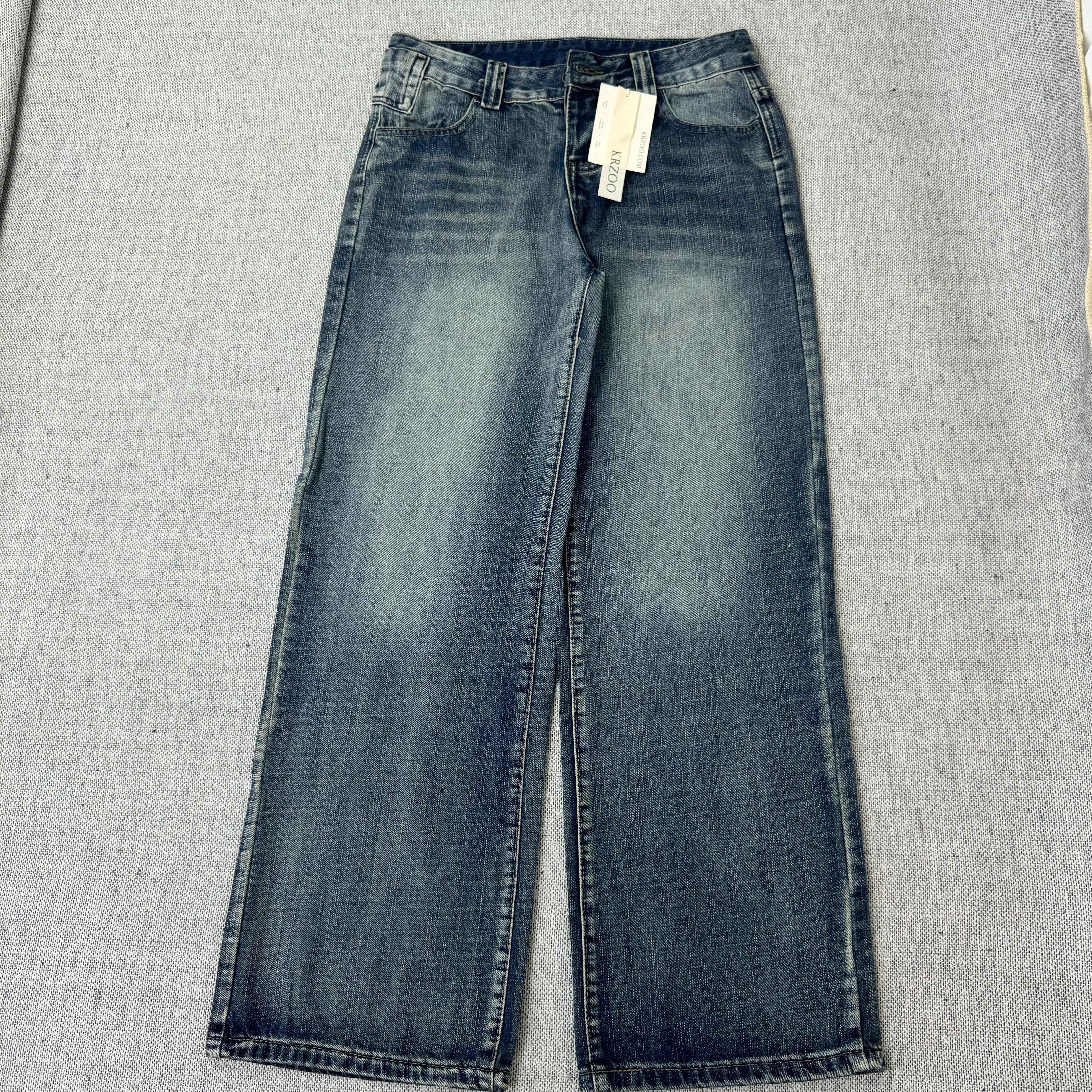 Straight and slightly wide-leg jeans