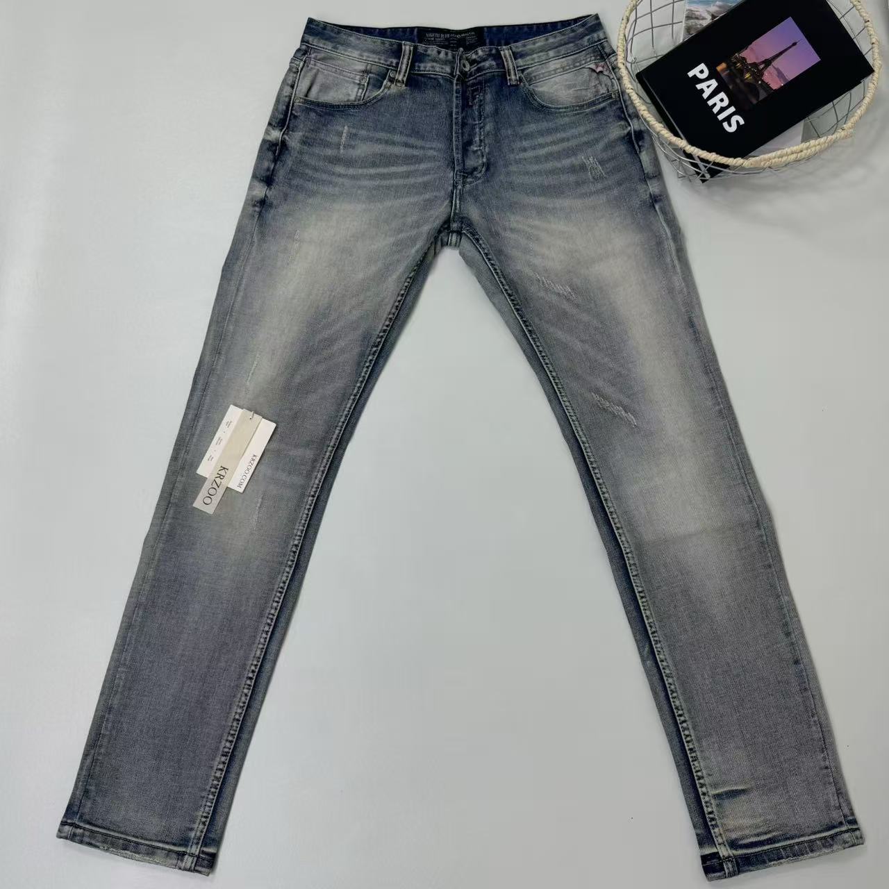 Washable micro-flare stretch slim-fit jeans