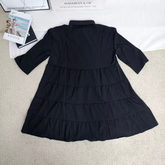 Slim-fit patchwork pleated dress