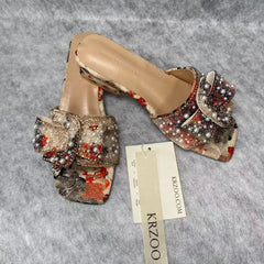 Water droplet loafers with thick heels