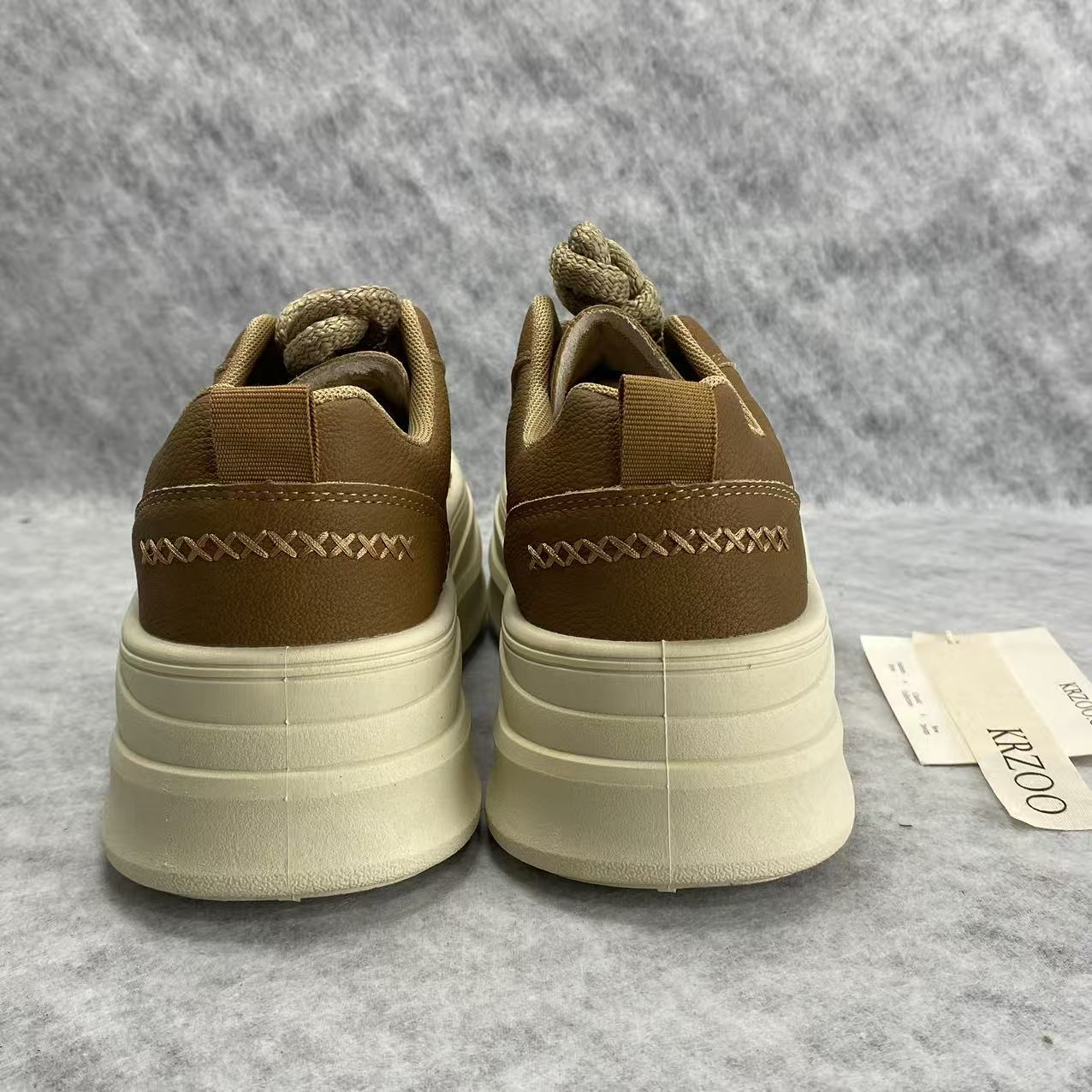 High-top thick-soled platform lace-up shoes
