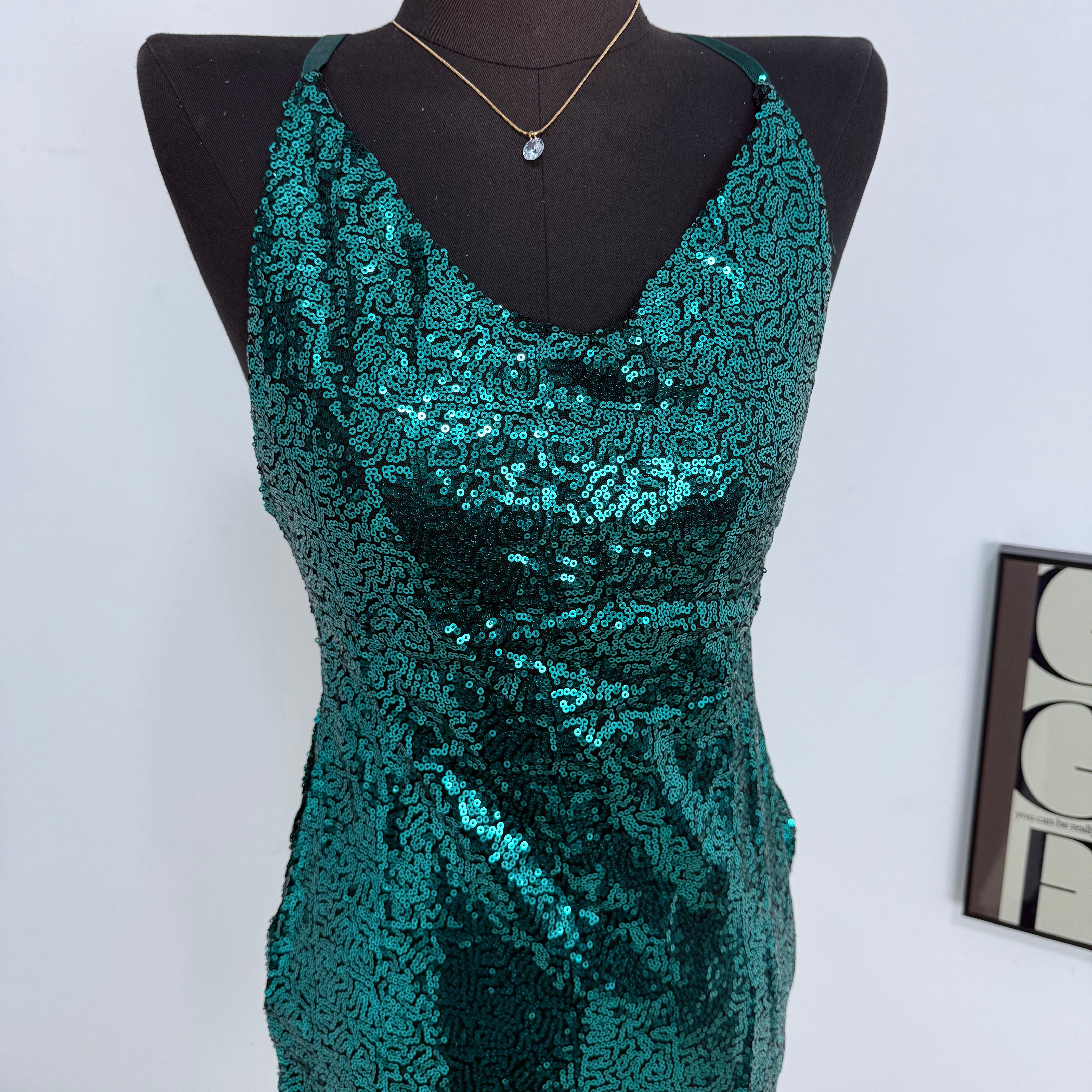 Sleeveless Sequined Backless Dress