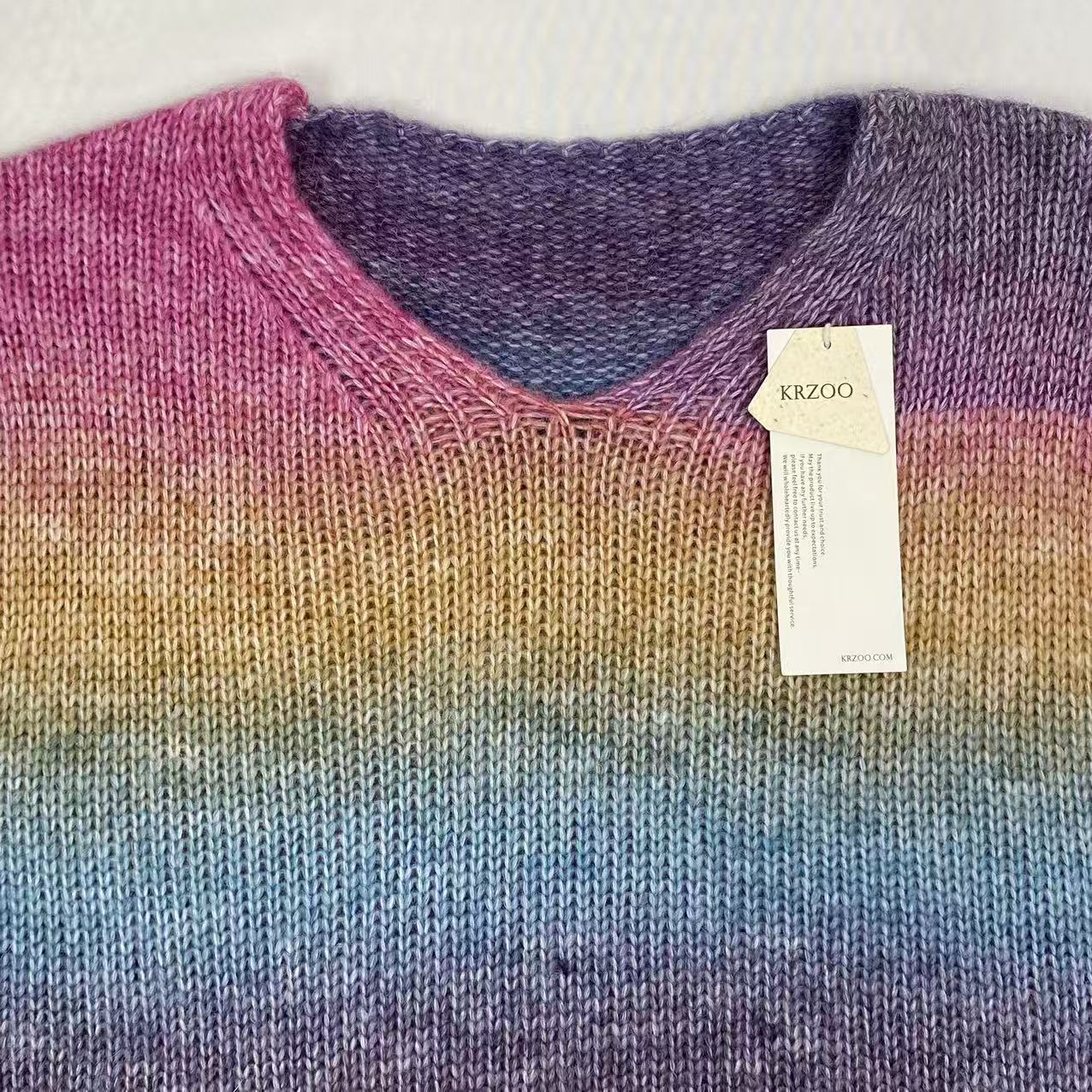 Graduated color soft knitted sweater