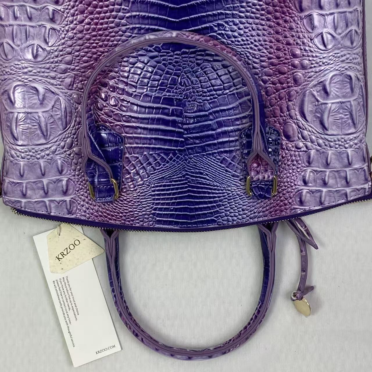 Multi-color crocodile-patterned Brahmin bag