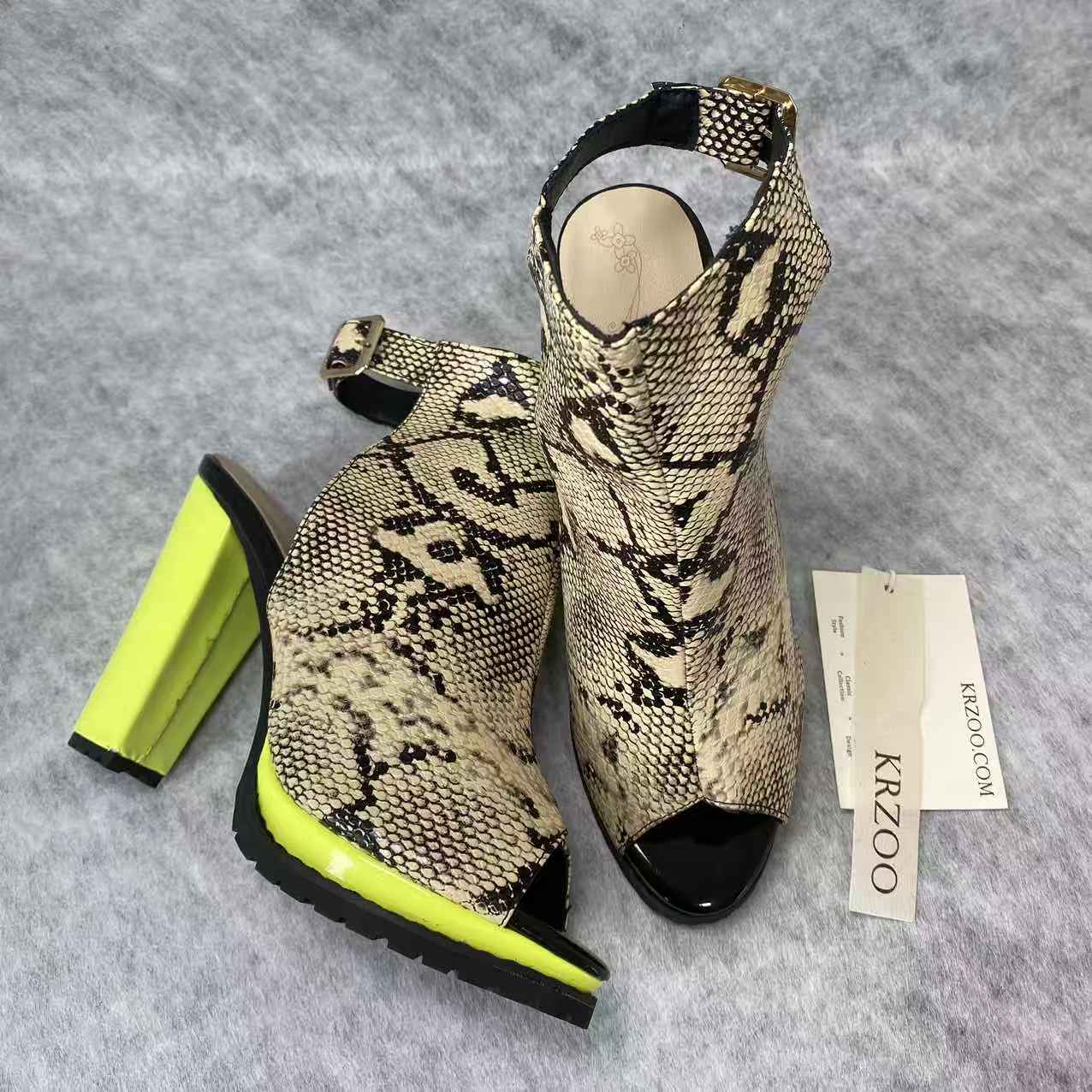 Leopard print waterproof platform high heel