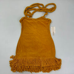 Woven twisted rope shoulder strap fringed dress