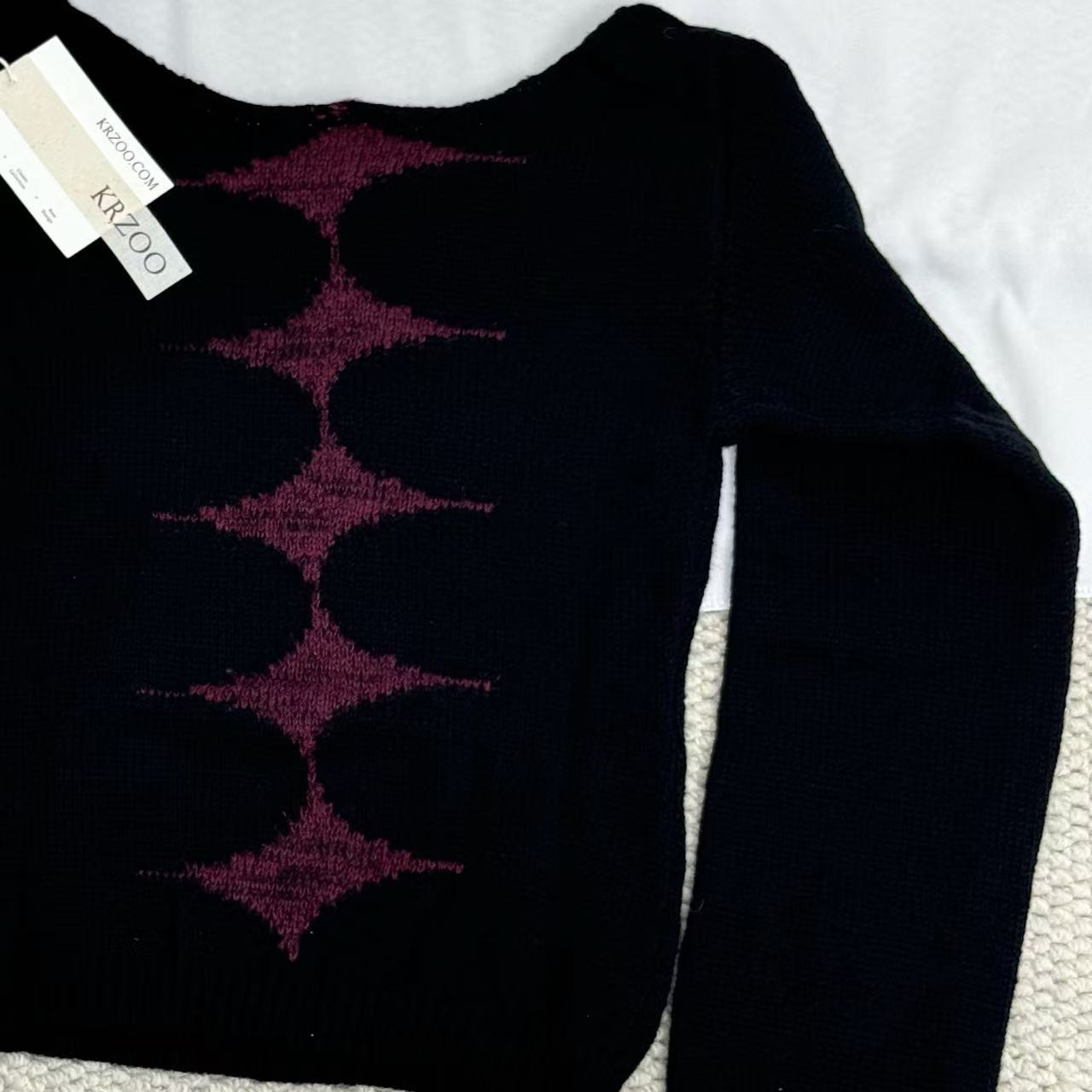 Jacquard Knit Crewneck Sweater
