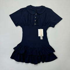 Ruffled hemmed shoulder-sleeved dress