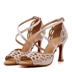 Women's Satin Customized Heel Salsa Latin Dance Shoes Ballroom Dance Shoes