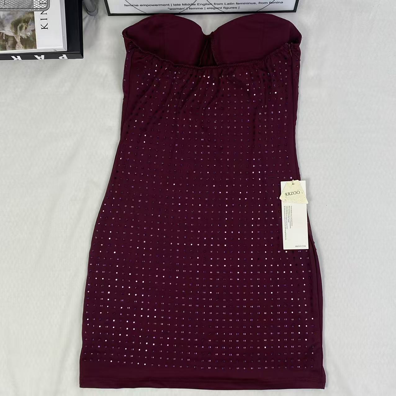 Stitched diamond fish-shaped sleeveless dress