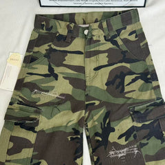 Washed Distressed Camouflage Shorts