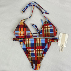 Striped two-piece swimming suit