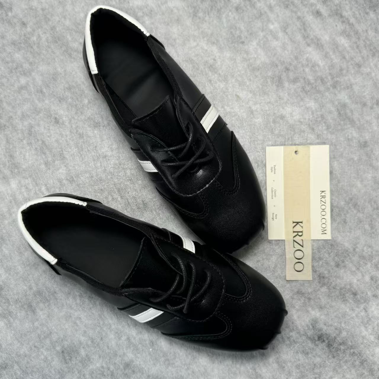 Retro square-top lace-up British style