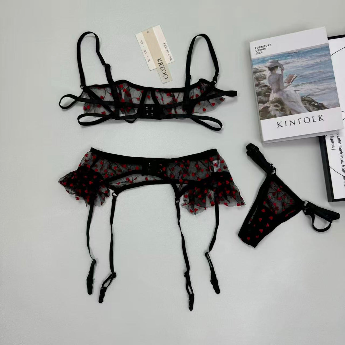 Net fabric star-point three-piece erotic outfit