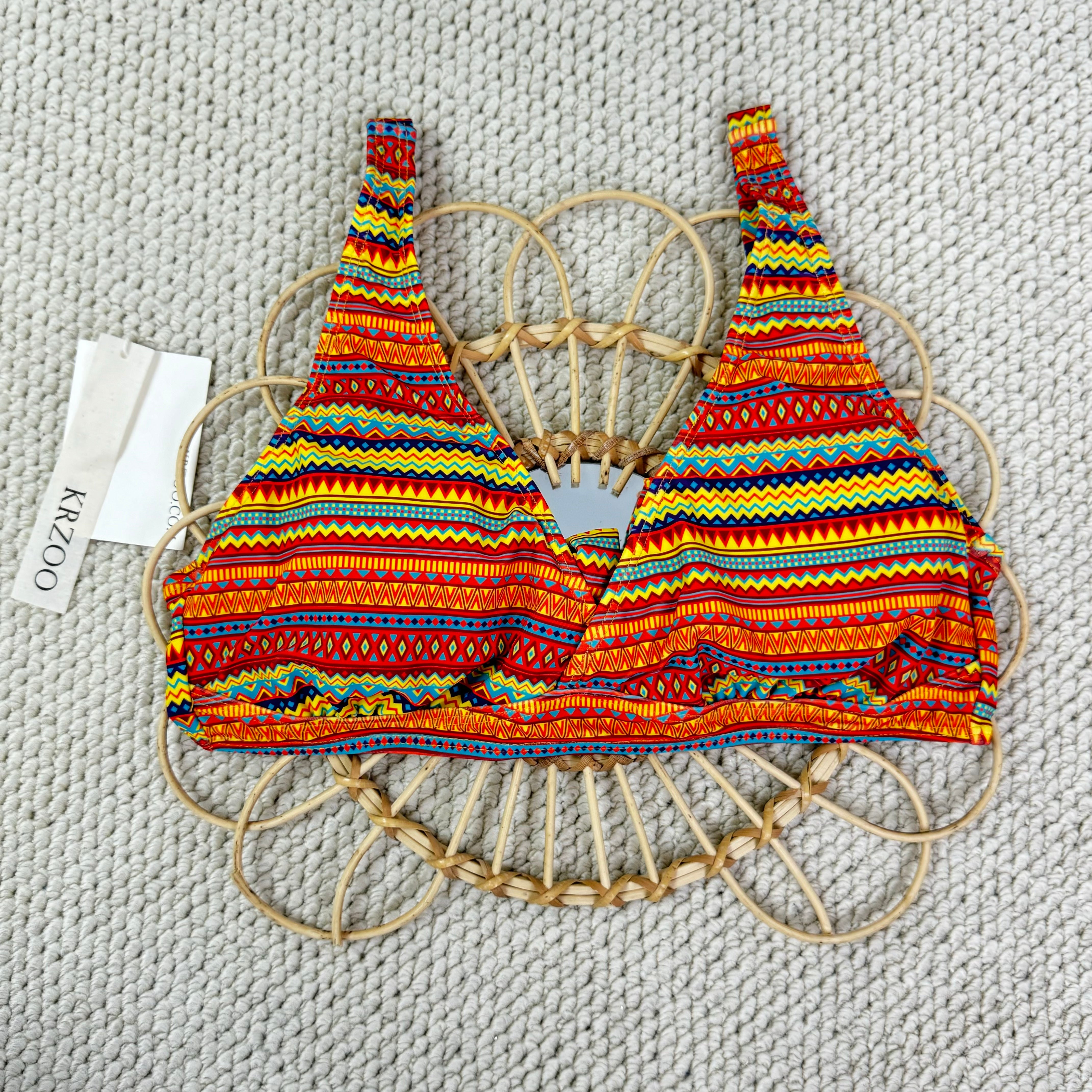 Colorful striped one-piece swimsuit