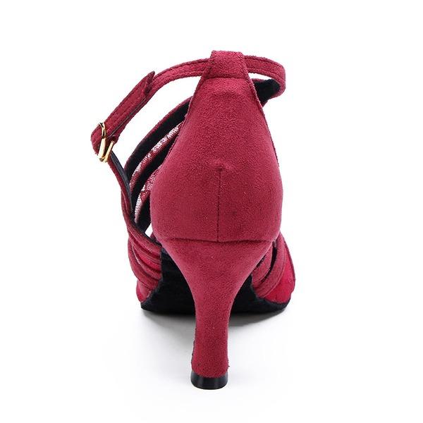 Women's Lace Suede Customized Heel Latin Shoes Ballroom Dance Shoes