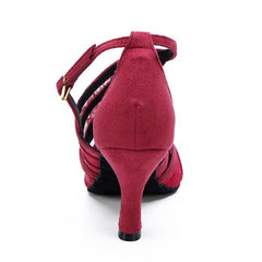 Women's Lace Suede Customized Heel Latin Shoes Ballroom Dance Shoes