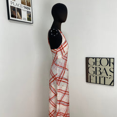 Retro Plaid Suspender Dress