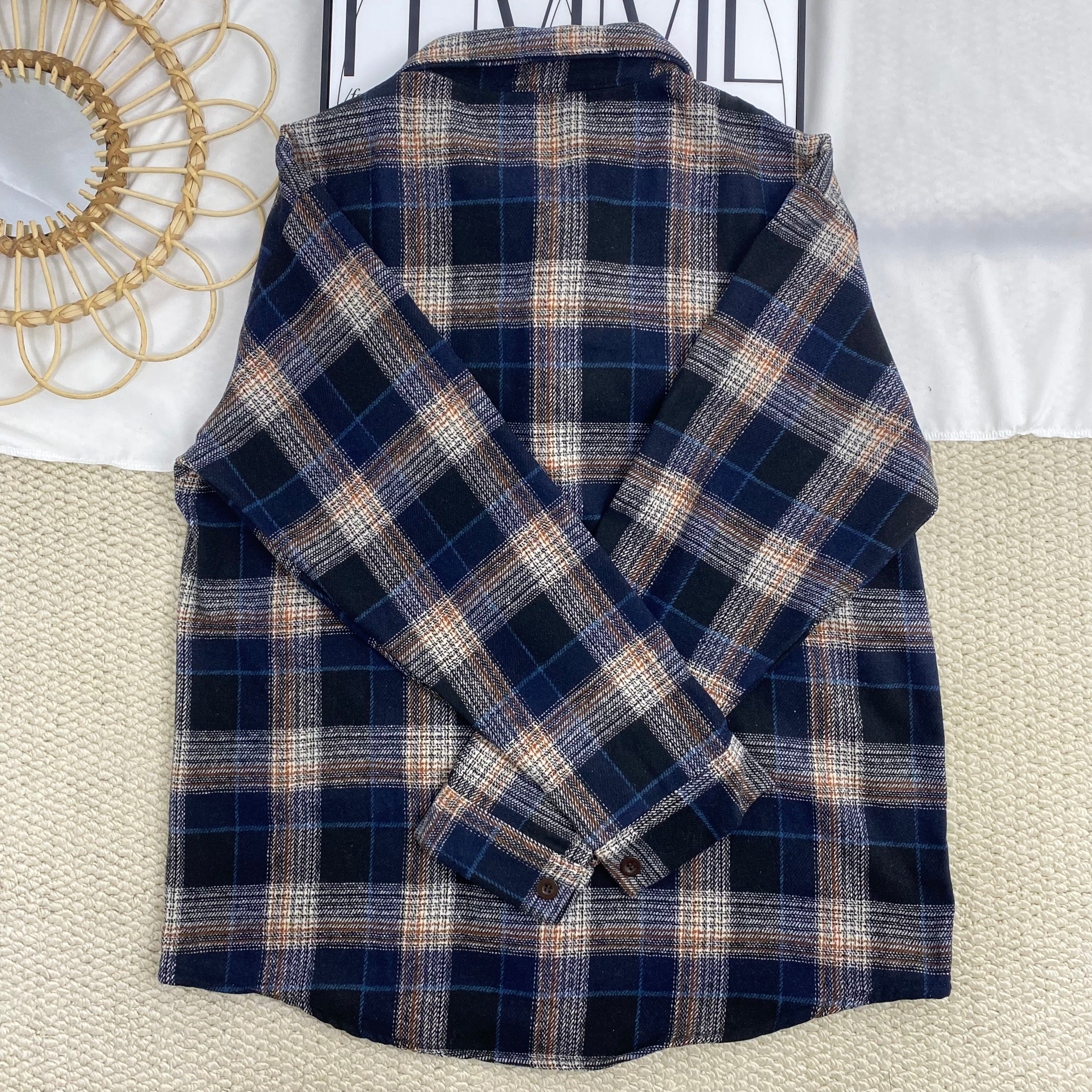 Japanese Retro Woolen Plaid Shirt