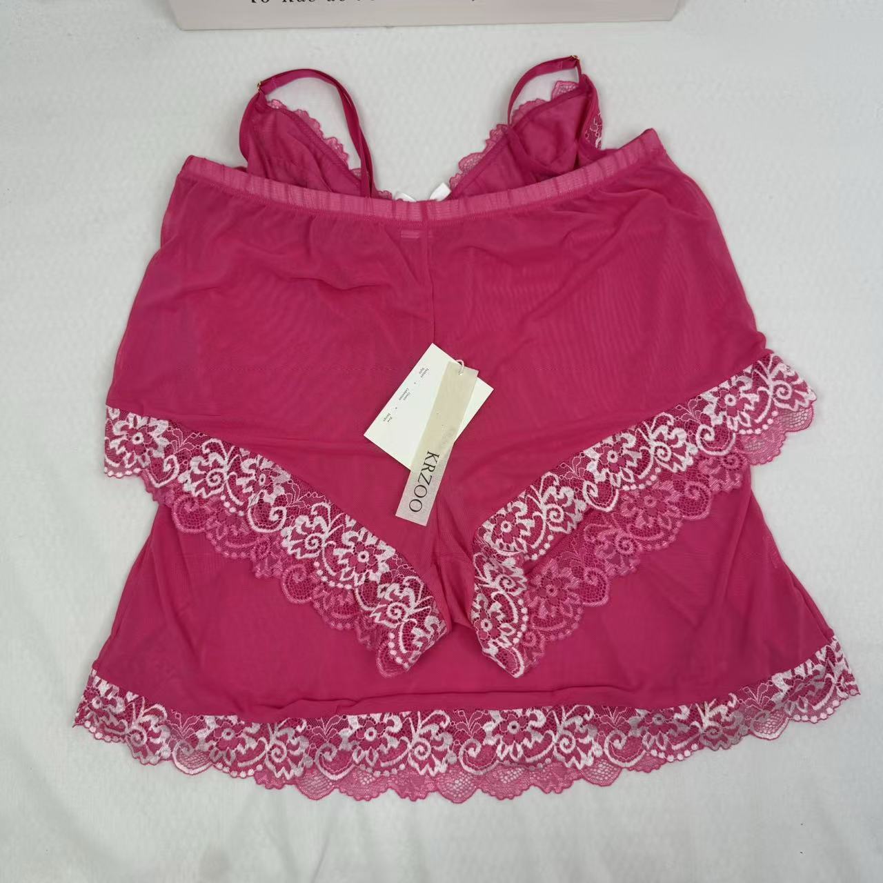 Lace embroidery netting halter top set