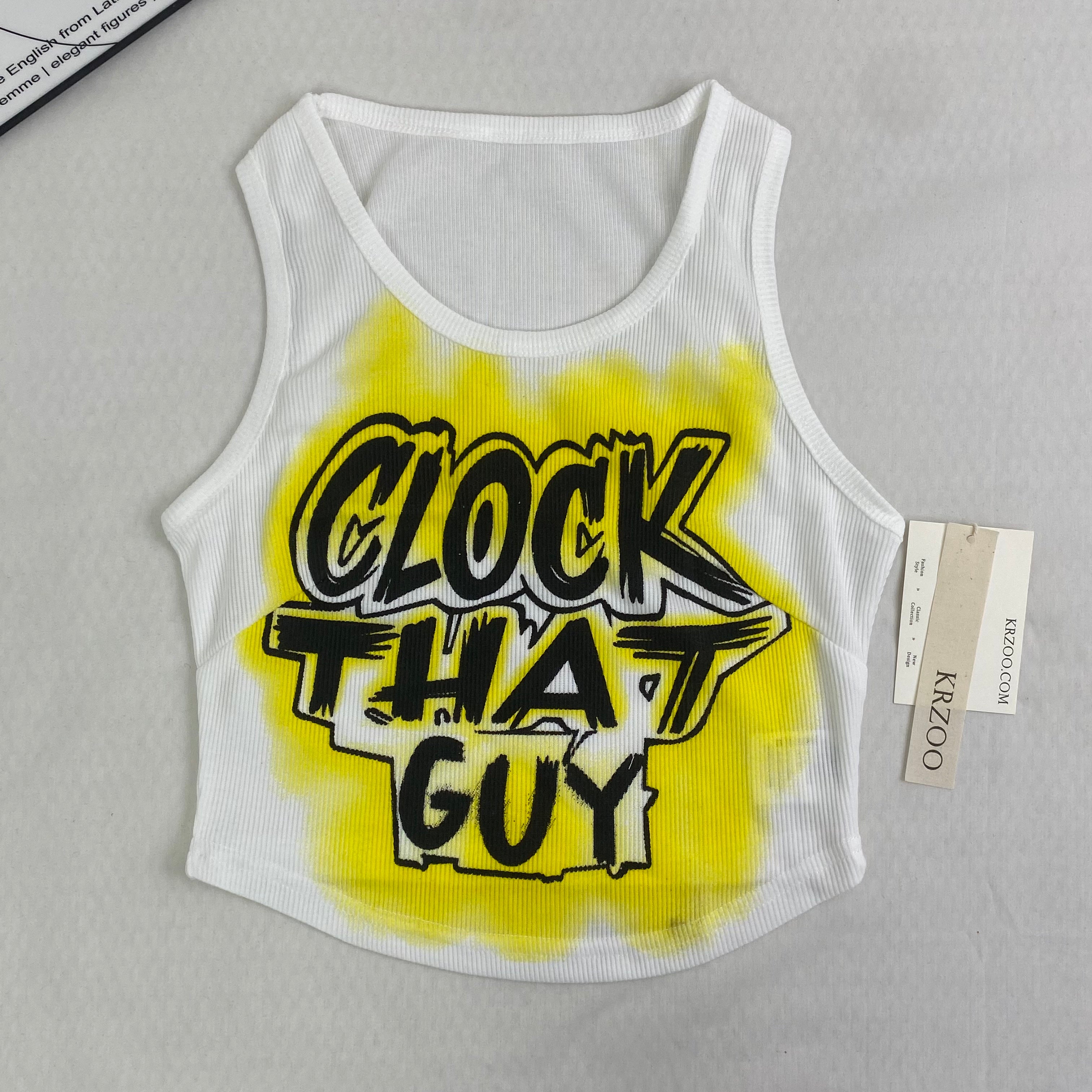 Letter-printed round-neck short top