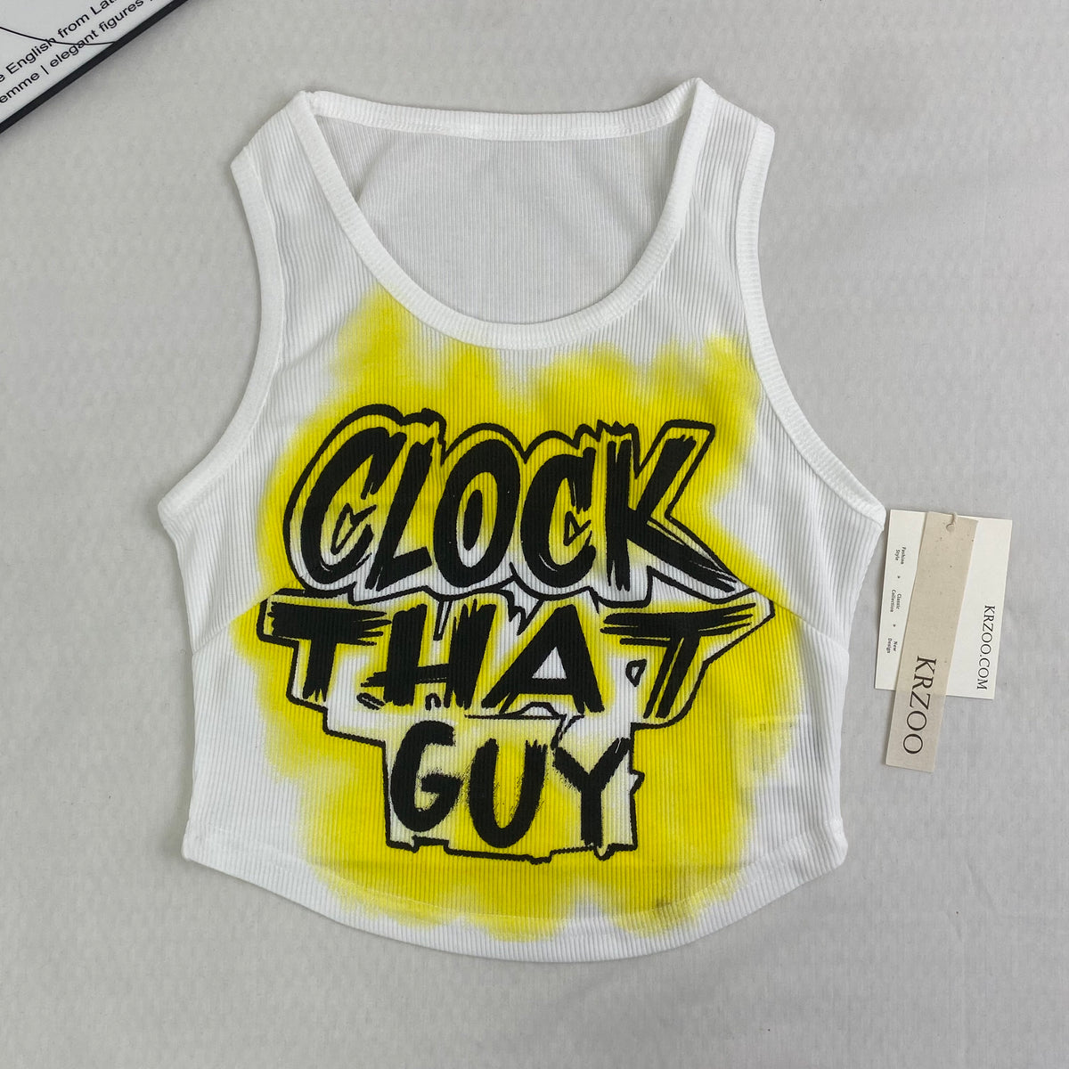 Letter-printed round-neck short top
