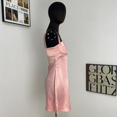Satin Open-Back Slip Dress