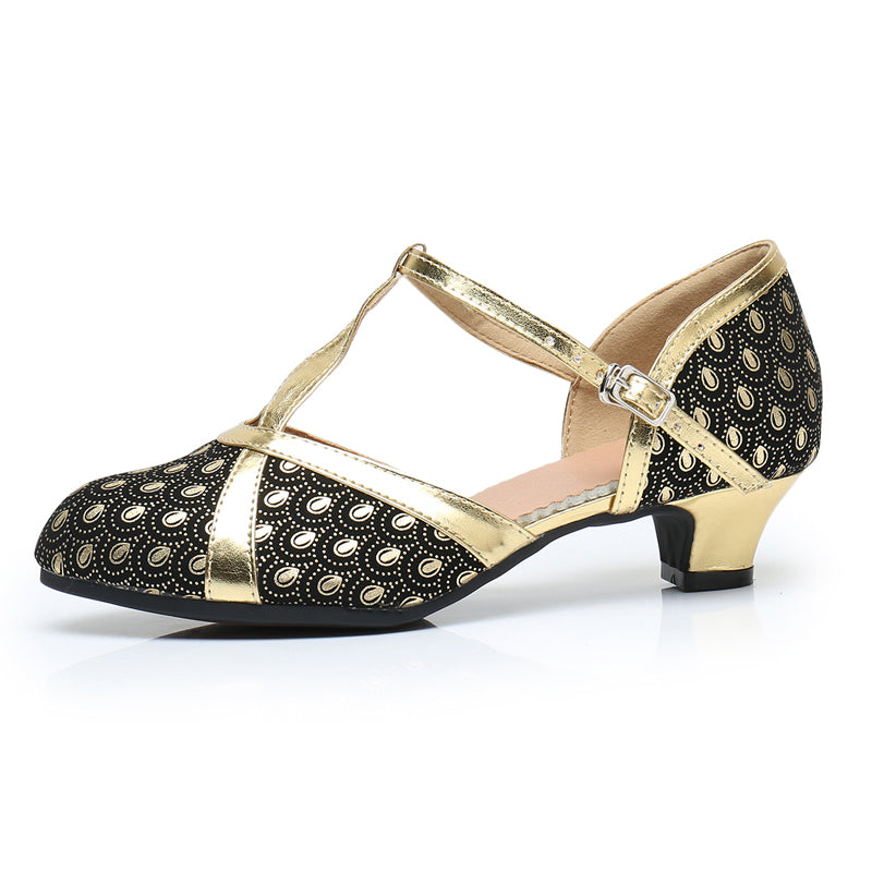 Women's T-strap Satin Customized Heel Modern Dance Shoes Ballroom Dance Shoes