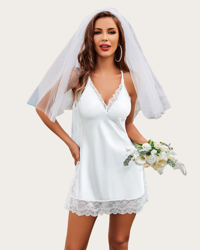 Plus Size Satin Lace Nightgown