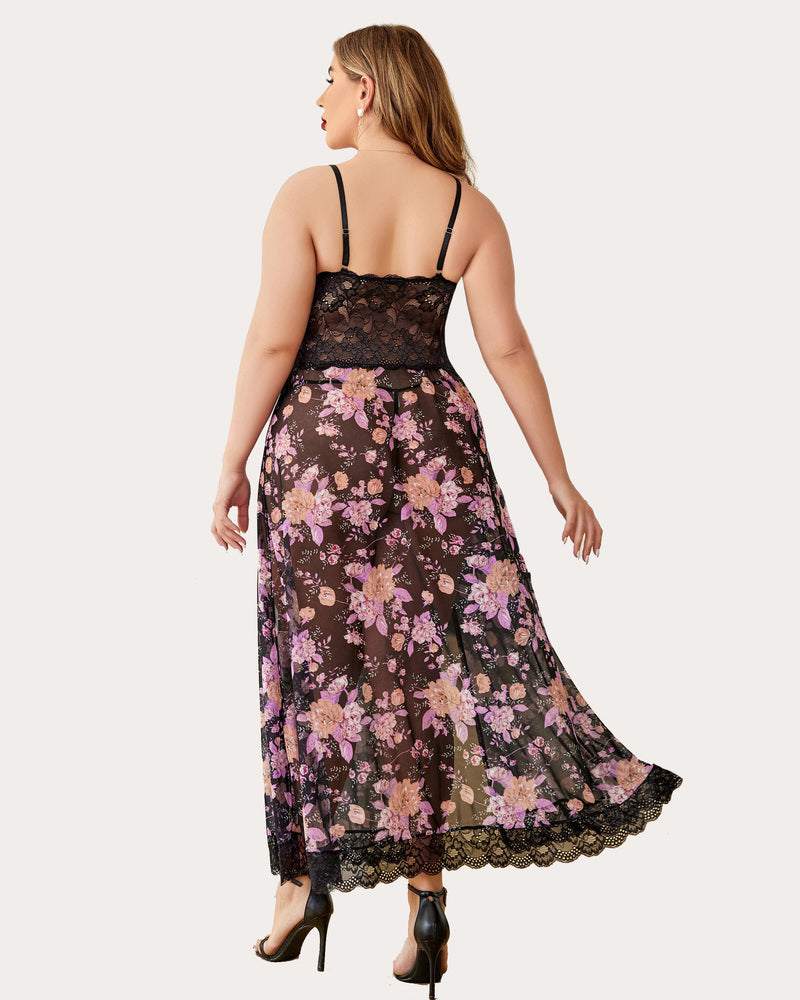 Mesh Maxi Side Slits Dress