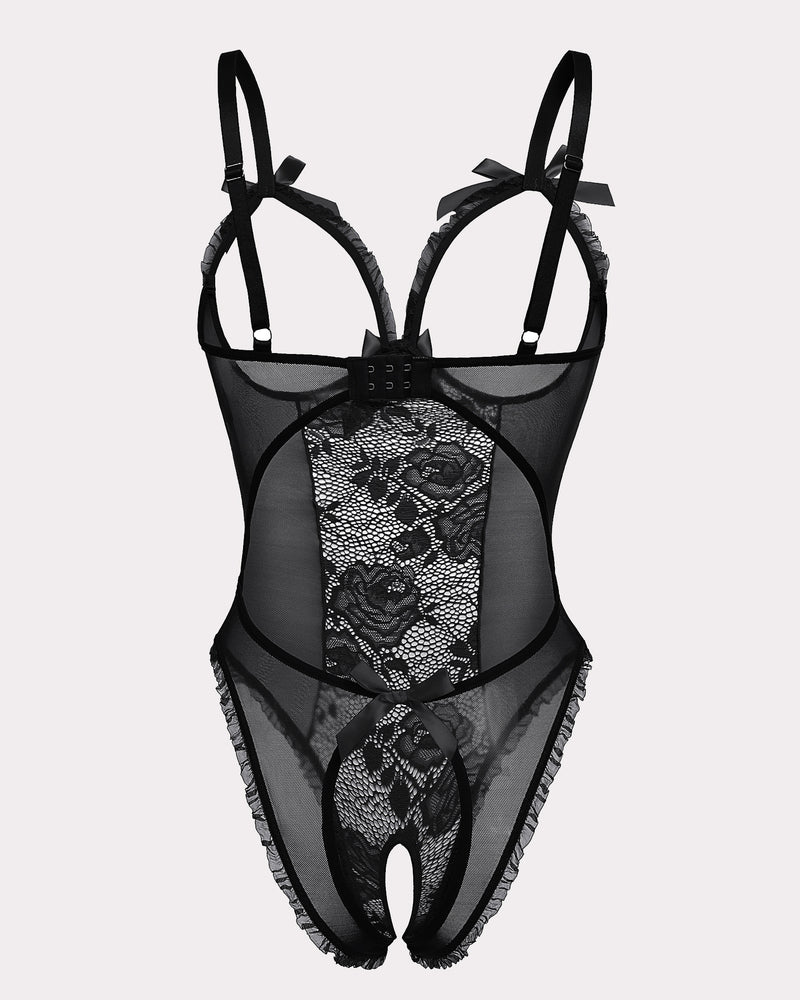Crotchless Lace Mini Bodysuit