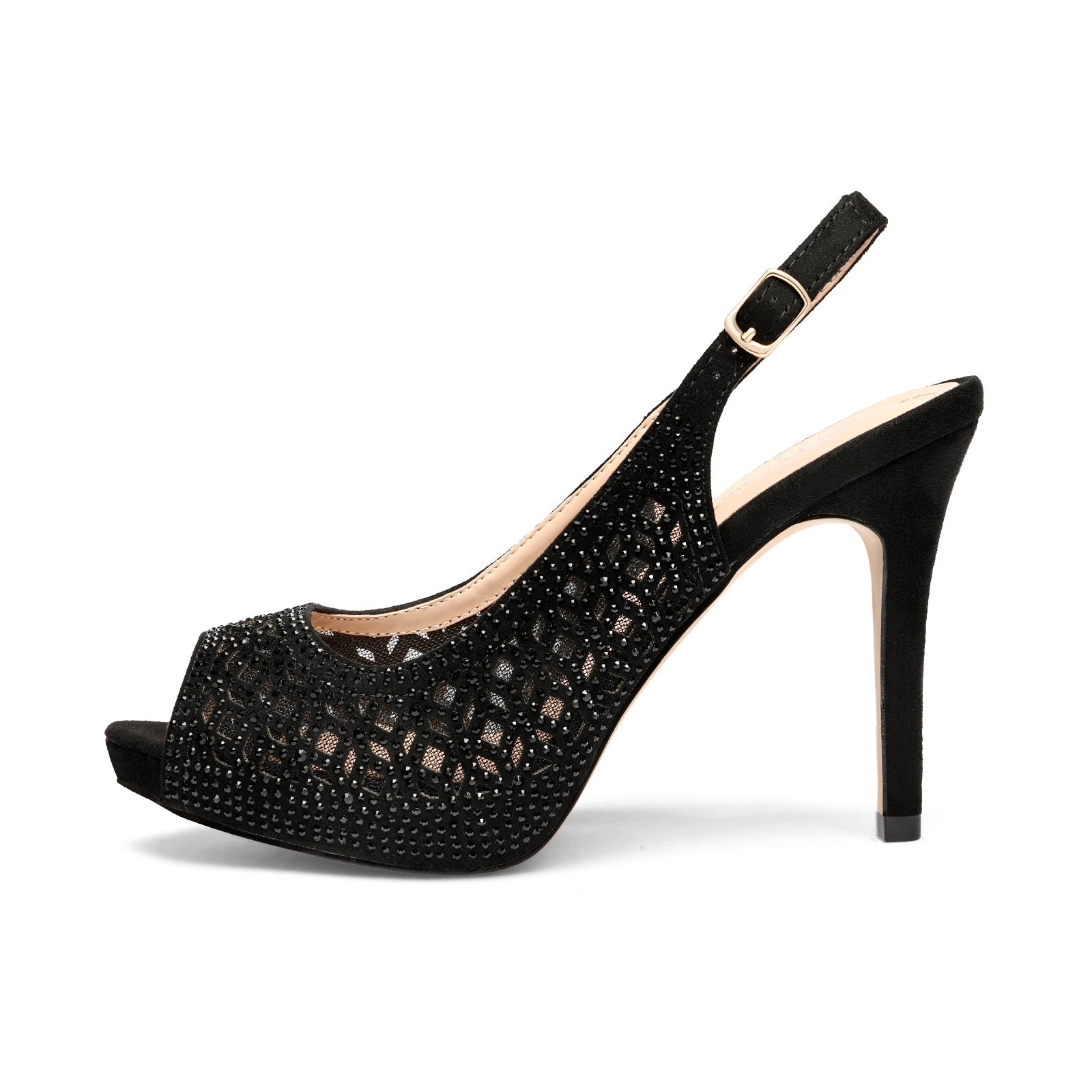 Peep Toe Rhinestone Pumps