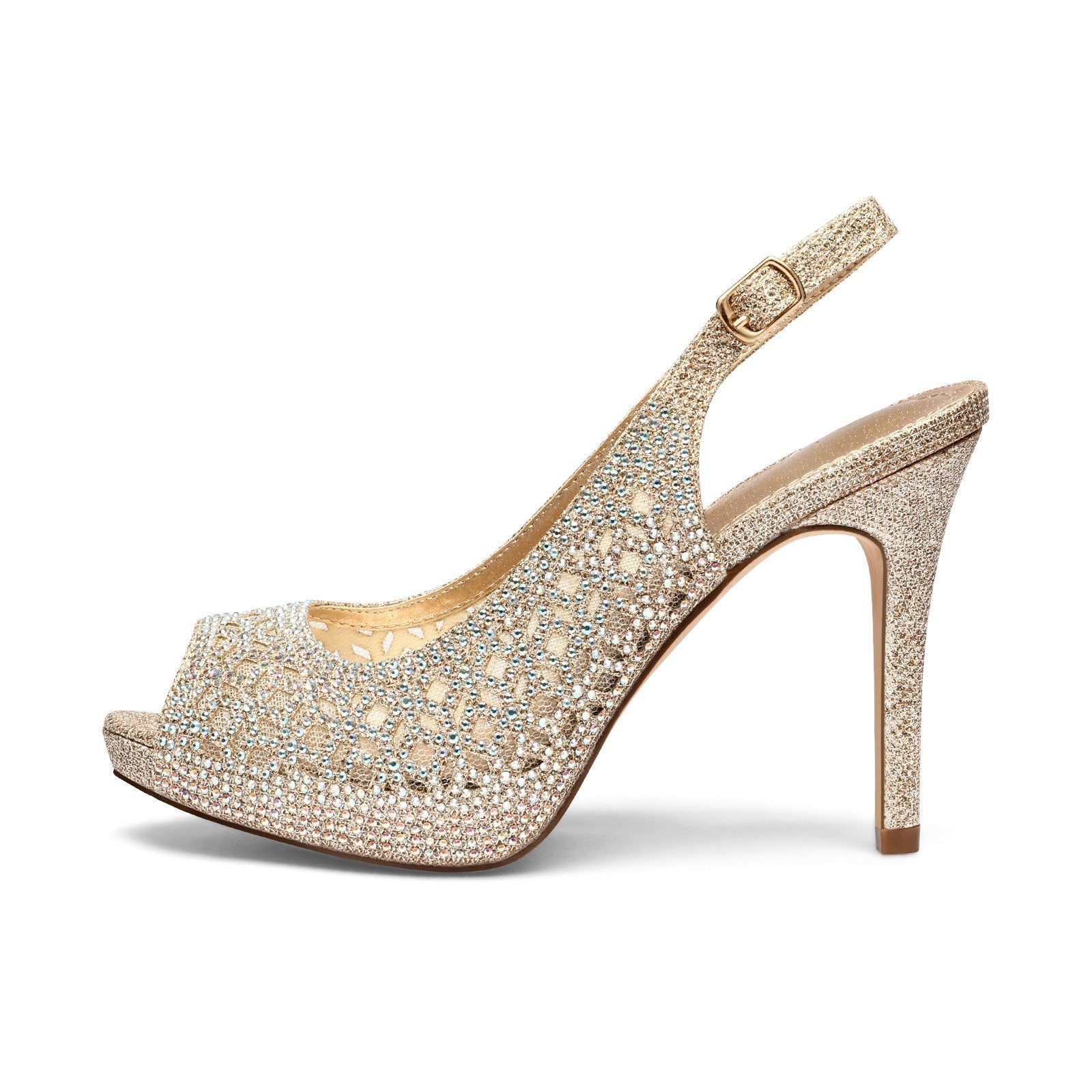 Peep Toe Rhinestone Pumps
