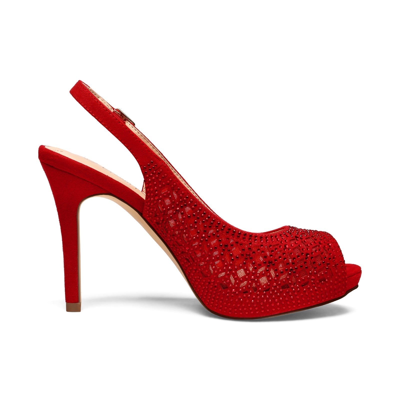 Peep Toe Rhinestone Pumps
