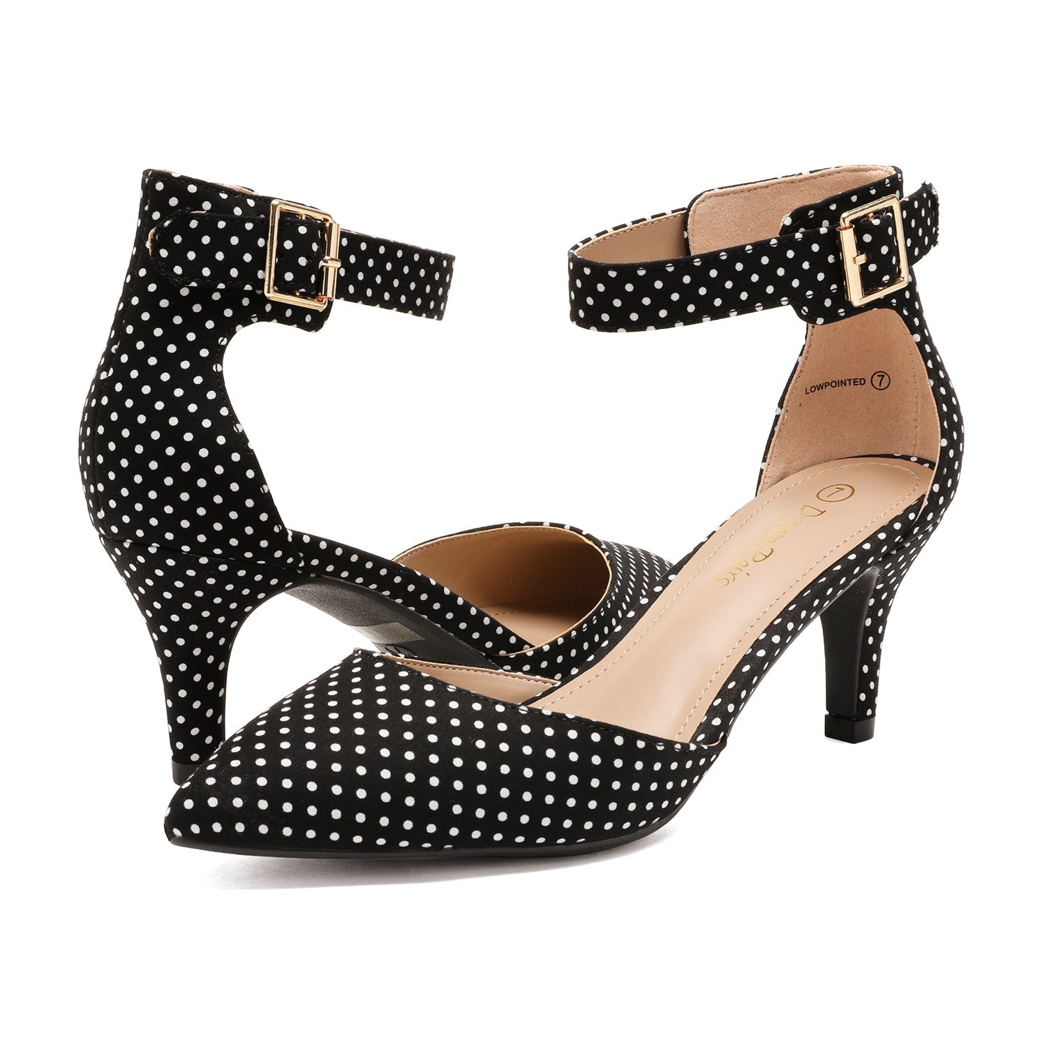 Ankle Strap Low Heel Dress Pumps