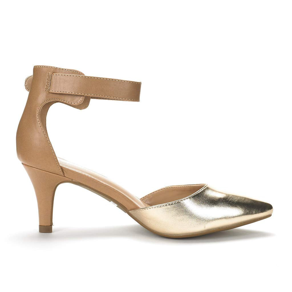 Ankle Strap Low Heel Dress Pumps