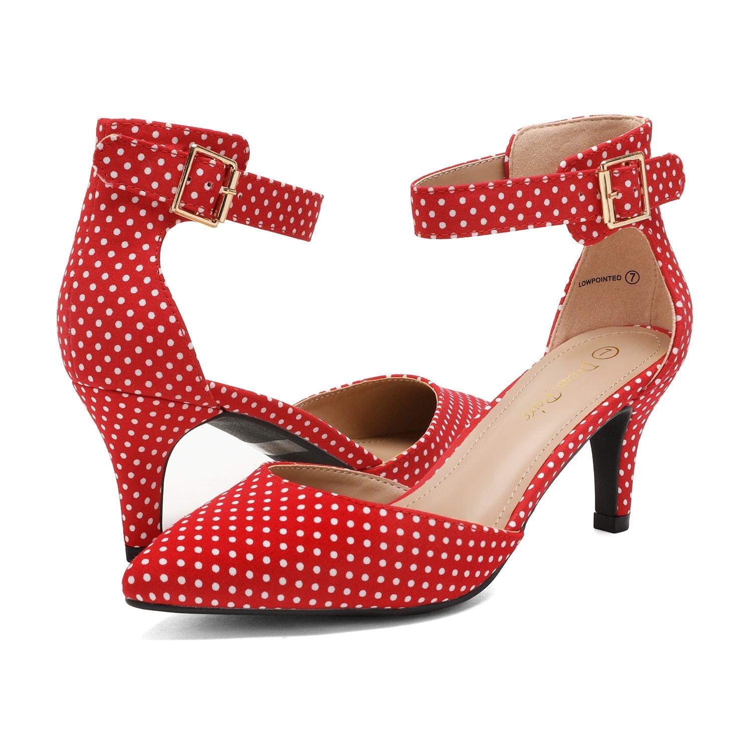 Ankle Strap Low Heel Dress Pumps