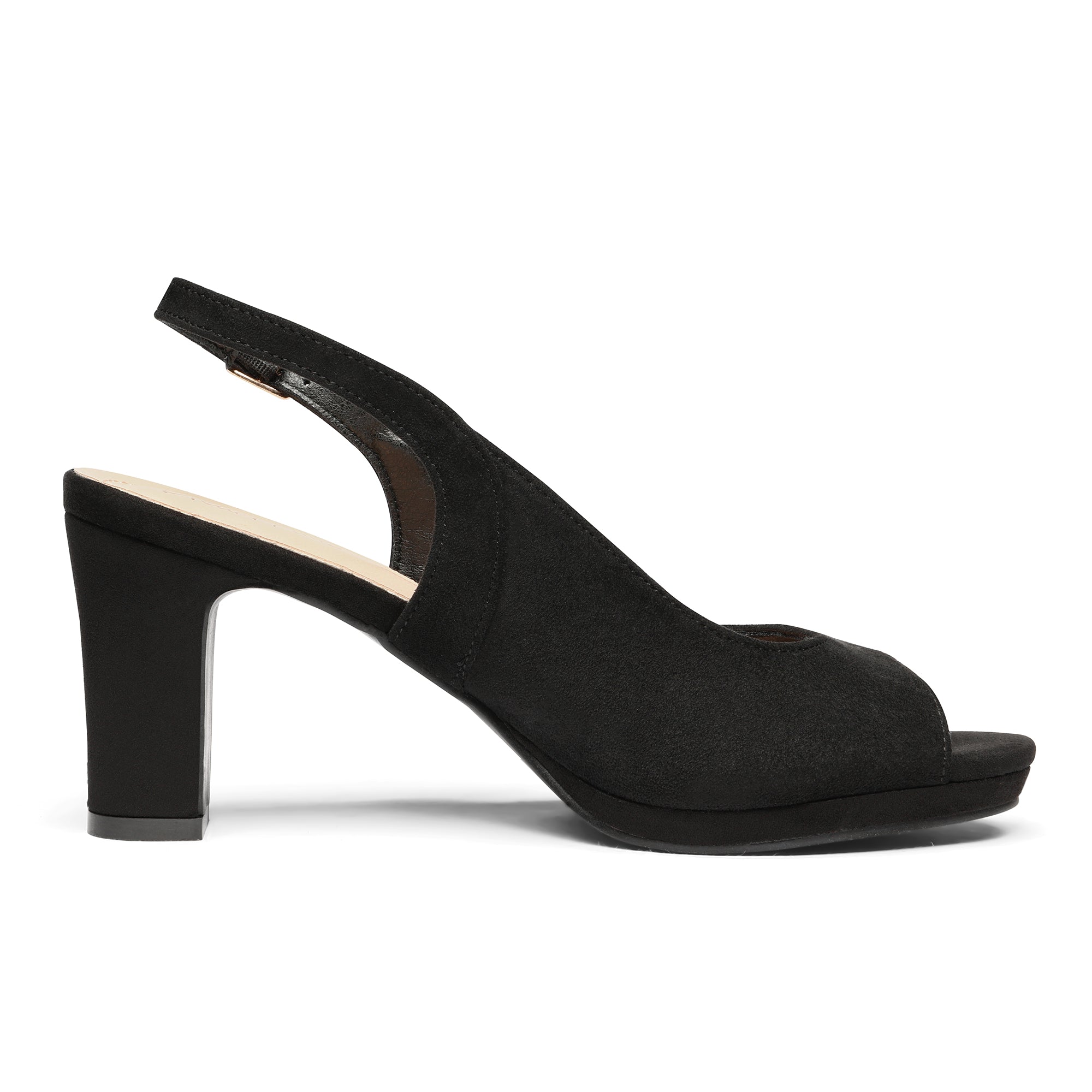Chunky Heel Peep Toe Slingback Pumps