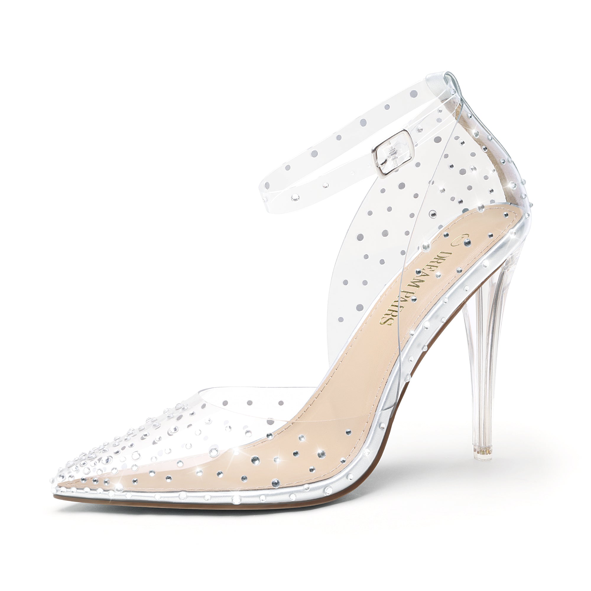 Crystal Pointed Toe Rhinestone Clear Pumps