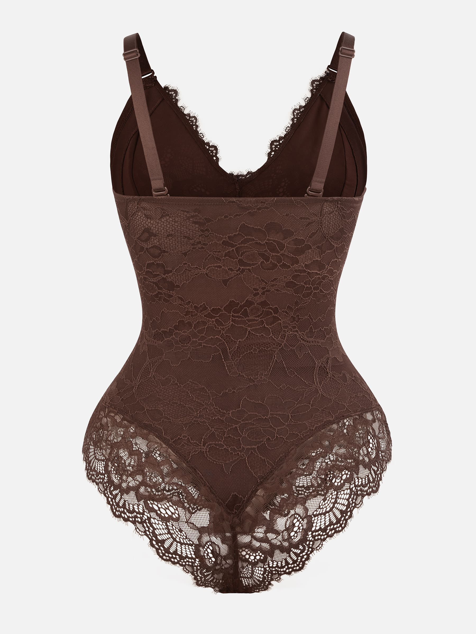 Feelingirl Lace V Neck Full Bodysuit Shapewear