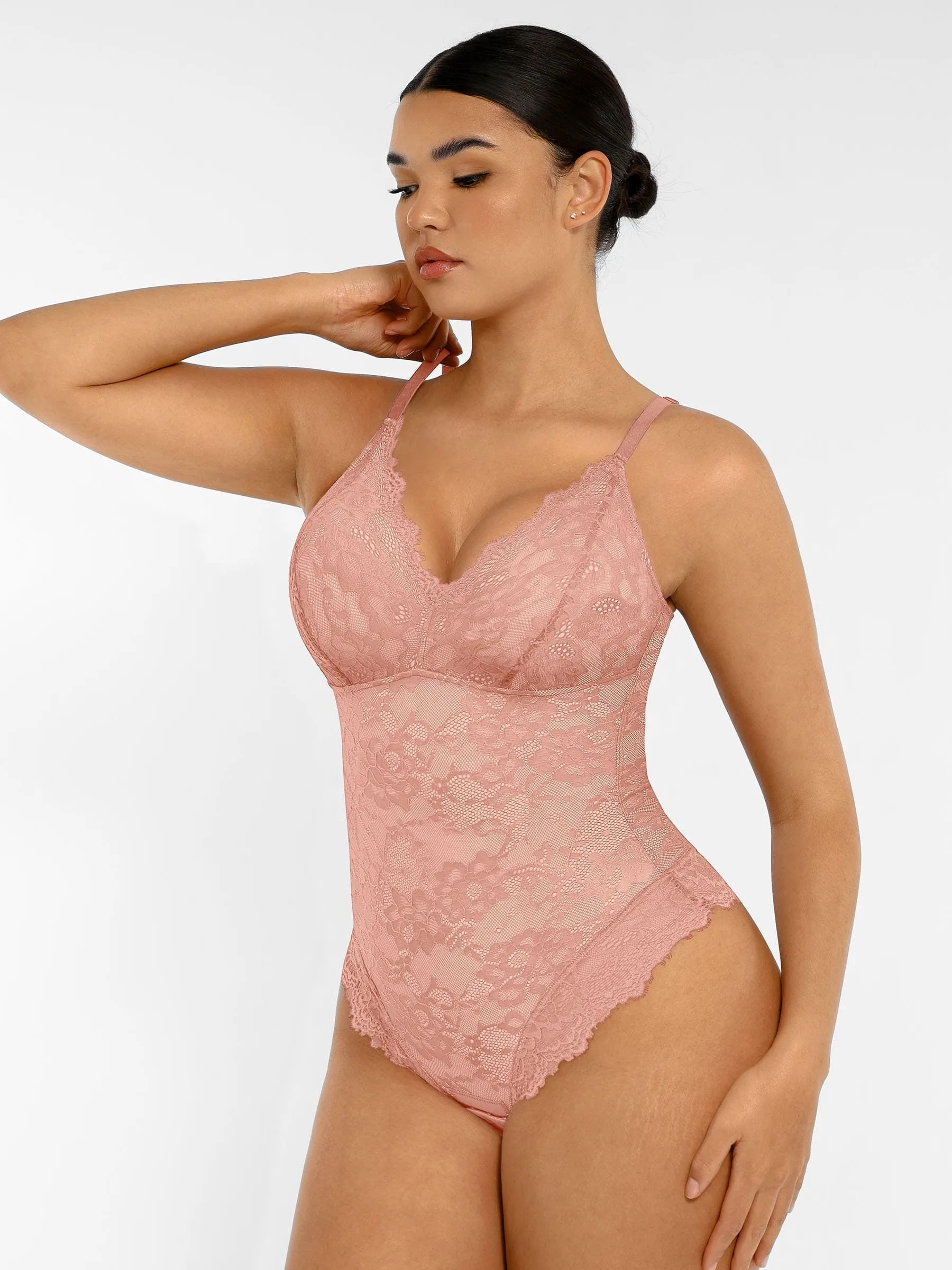 Lace V Neck Full Bodysuit