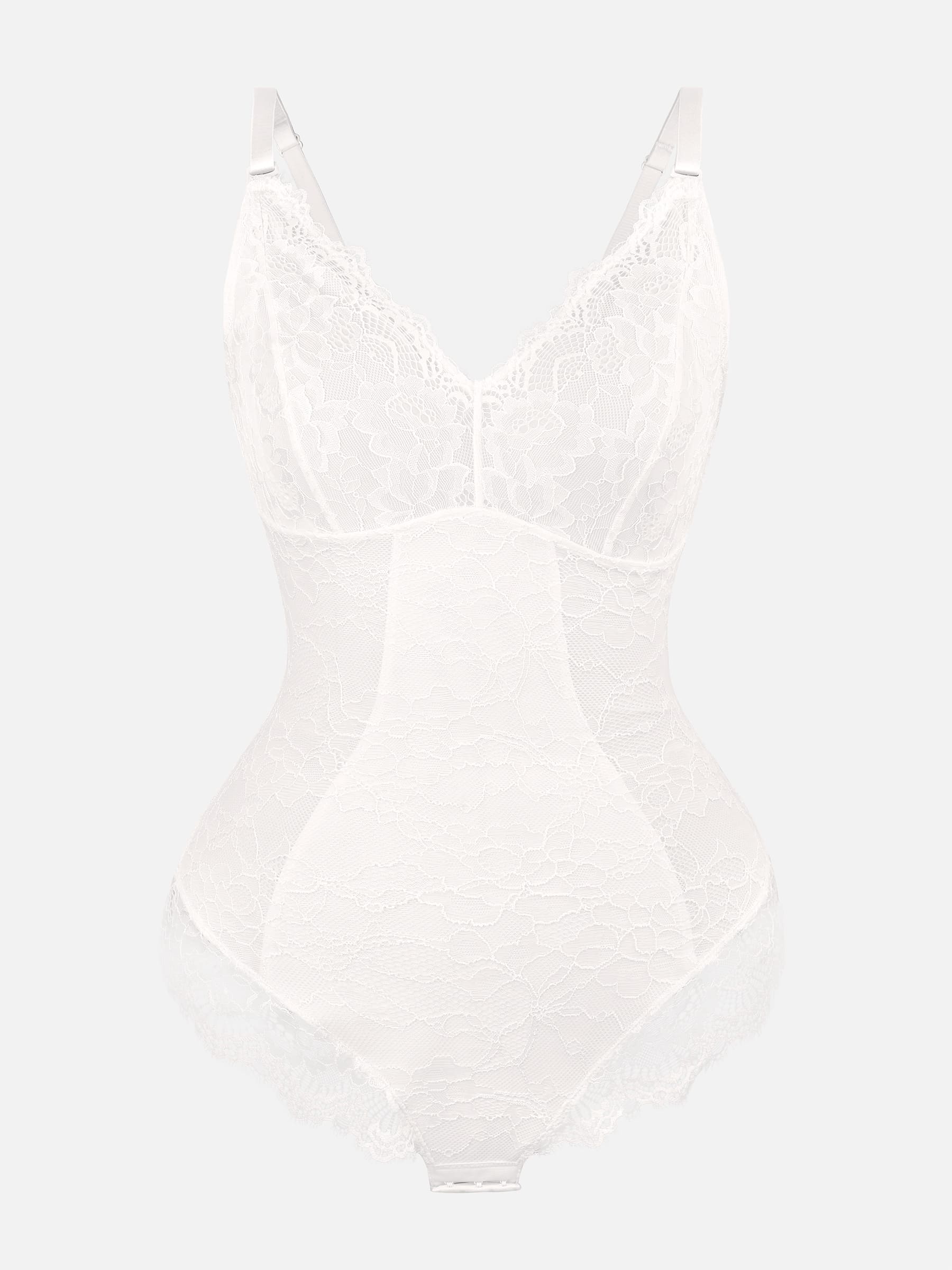 Feelingirl Lace V Neck Full Bodysuit Shapewear