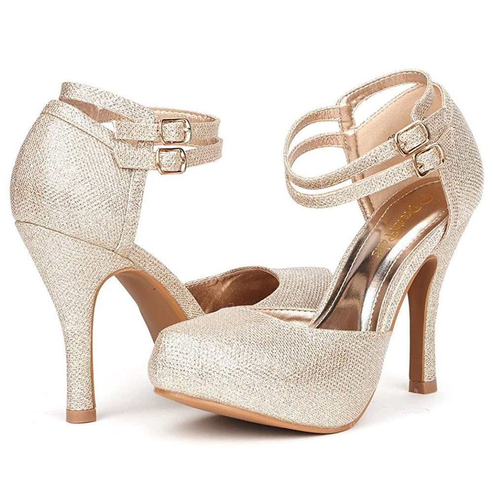 Double Ankle Strap Heel Pumps