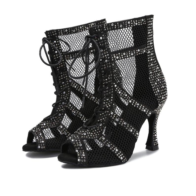 Women's Satin Customized Heel Dance Boots JazSalsa Dancing Shoes