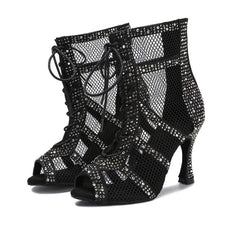 Women's Satin Customized Heel Dance Boots JazSalsa Dancing Shoes