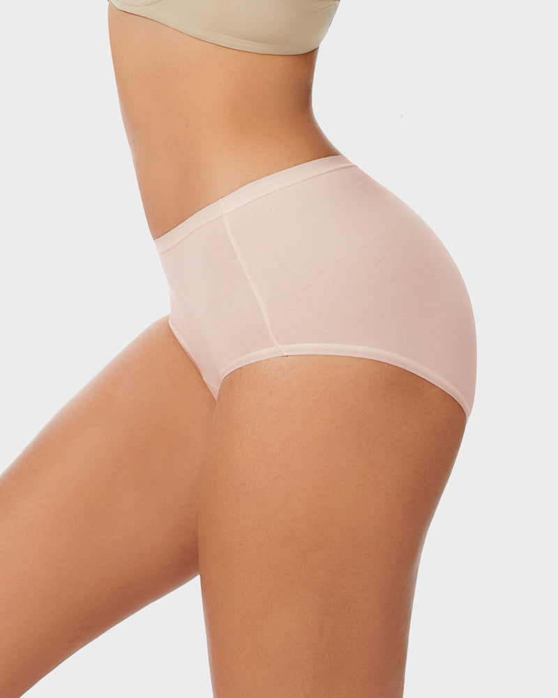 High-Waist Cotton Briefs with Extended Gusset & Antibacterial Lining (4 Pack)
