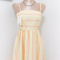Striped halter-neck backless dress