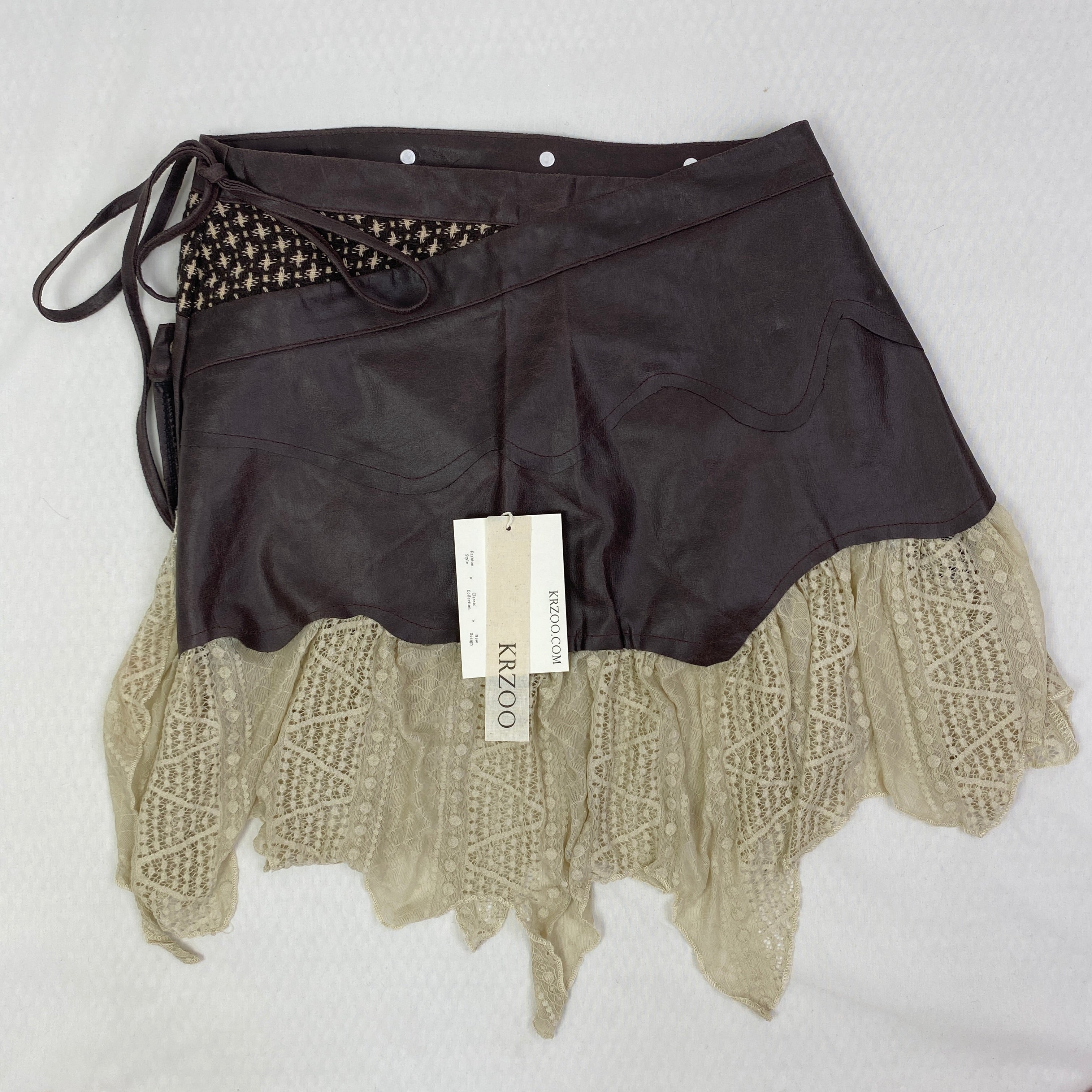 Patchwork color-matched irregular half-length skirt