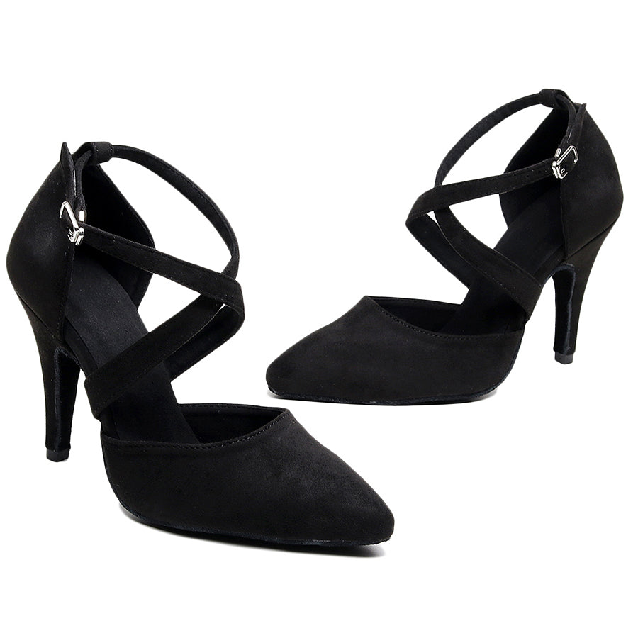 Women's 10cm Heel Velvet Dance Heels Ballroom Dance Shoes