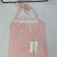 Strapless dress with lace at the waist